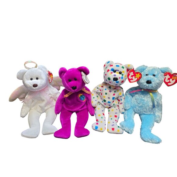 Lot of 4 Vintage Ty Beanie Babies Bears Plush - Picture 5 of 10